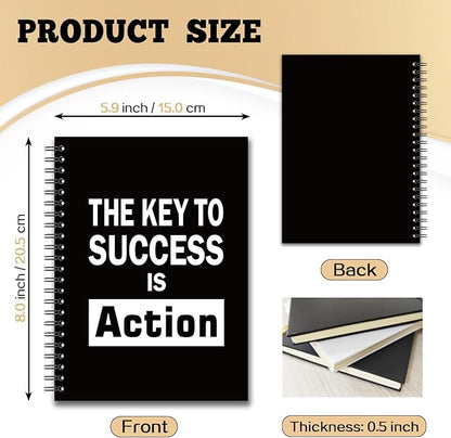YAZMEEN Inspirational Blank Spiral Notebook（160 Pages） The Key to Success is Action Hardcover Notebook Journal Encouragement Gift Positive Gift Funny Notebook Gift for Women Men Coworker Boss Friend