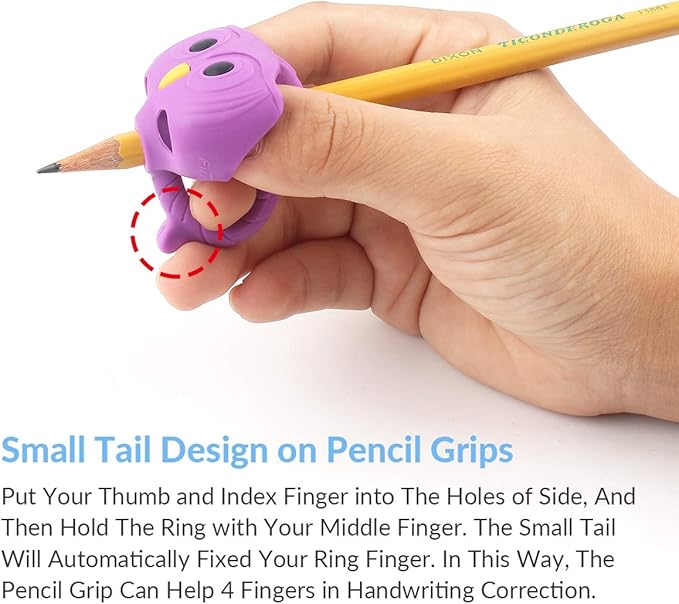 Firesara Training Grips, Original Owl Training Grips Three Fingers Fixed Pencil Correction Grips for Kids Handwriting Posture Correction Children Adults Special Needs for Lefties or Righties (6PCS)