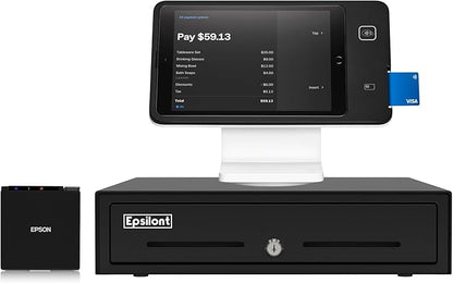 Square Register Hardware Bundle Compact -M10 2" Compact Receipt Printer, Epsilont Mini Cash Drawer, Stand for iPad USB-C 10.9" and 11.0"