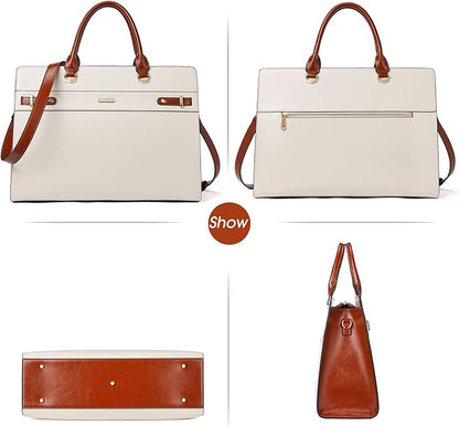 Telena Laptop Tote Bag for Women, 15.6 Inch Shoulder Tote Bag Leather Briefcase for Women, Large Capacity Handbag Bags