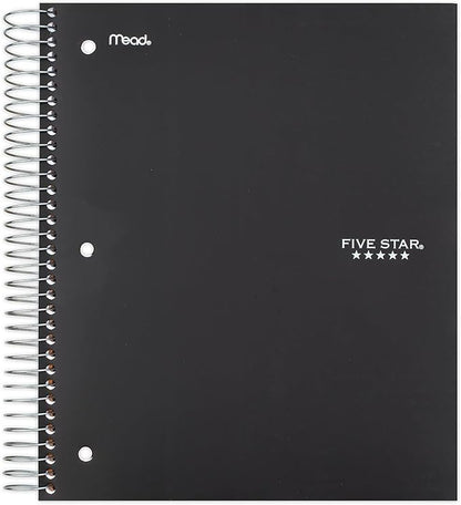 Five Star Spiral Notebook, 3-Subject, Wide Ruled Paper, 10-1/2" x 8", 150 Sheets, Color Will Vary (05204)