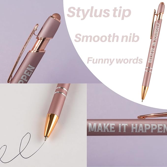 12 Pieces Motivational Inspirational Quotes Snarky Screen Touch Stylus Ballpoint Pens, Office Encouraging Scriptures, Black Ink