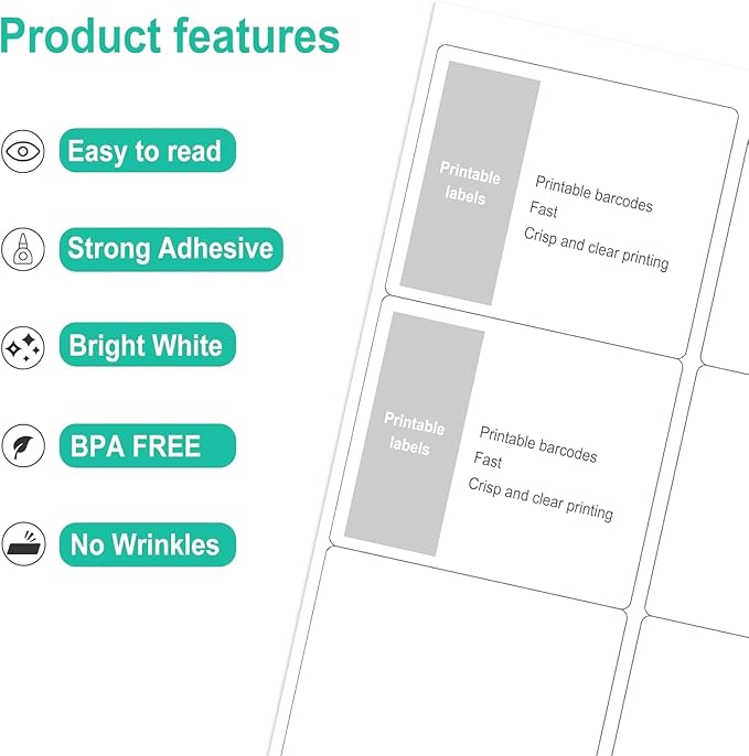 L LIKED Printable Shipping Address Labels, 500 Sheets Mailing Labels, 3-1/3" x 4" Sticker Labels for Laser/Inkjet Printing, Matte White - 3000 Labels.