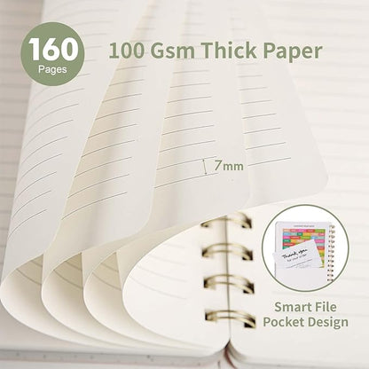 Lined Spiral Notebook College Ruled A5 Journal Book for Note Taking, 160 Pages Writing Journal for Office and Home School Supplies 5.75x8.125 inch - ArmyGreen