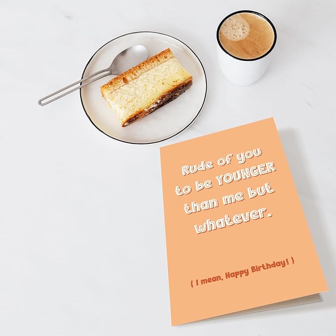 Chenive Funny Birthday Card for Friend Sister Brother, Humorous Birthday Card for Husband Wife, Happy Birthday Card for Men Women, Younger Than Me But Whatever