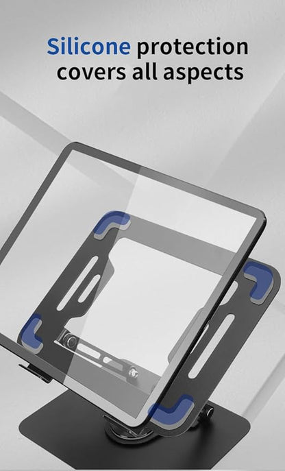 Adjustable Laptop Stand with 360 Rotating Base Portable Foldable Laptop Stand for Desk Carbon Steel Material Notebook Stand Compatible with MacBook Air Pro,and All Laptops(10-17.3‘’) -Black