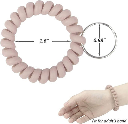 BIHRTC 6Pcs Wrist Coil Keychain Spiral Bracelet Wristband Stretchable Key Holder