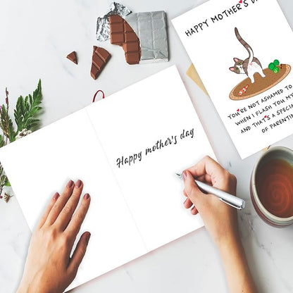 OJsensai Best Cat Mom Mothers Day Card, Naughty Cat Mom Gifts for Women, Happy Mothers Day Card from Cat, the Girl Who Loves The Cats