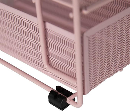 BLU MONACO Pink Workspace Desk Organizer and Accessories Desktop Rack with File sorters and Drawer for Office Supplies, Paper, Device and Folder