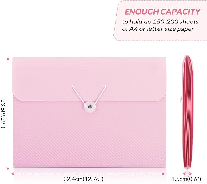 SKYDUE Pink School Office Supplies，Accordion File Organizer - 7 Pocket Letter Size Expanding Folder for School & Office - Portable Document Organizer