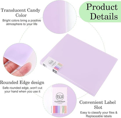 A4 Size Clear Sheet Protectors Displays Purple Art Portfolio Folder with 30 Pocket Binder with Plastic Sleeves 60 Pages Portfolio Presentation Folder for Artwork Document Certificate Letter