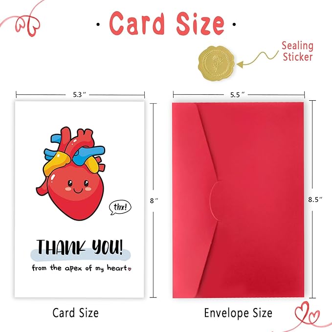 Cute Thank You Card for Heart Surgeon, Funny Thank you Gift for Women Men, Appreciation Card for Doctor Nurse Medical Staff, Thank You from the Apex of My Heart
