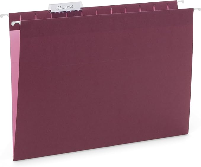 25 Blue Summit Supplies Letter Size Hanging File Folders - Hanging File Folders Letter Size, Assorted Jewel Tone Colors, Includes Plastic Tabs and Inserts, Durable 12pt Paper