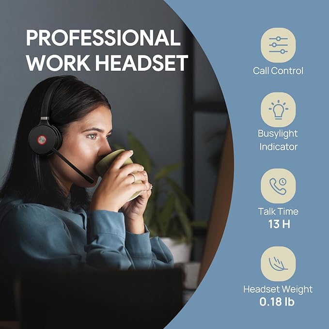 Yealink WH62 DECT Wireless Headset with DECT Base,525 Feet Range Teams/UC Zoom Certified Work Single ear Headset for Desk Phone and PC,Telephone Headset with Noise cancelling Mic,Ringer,13 H Talk Time