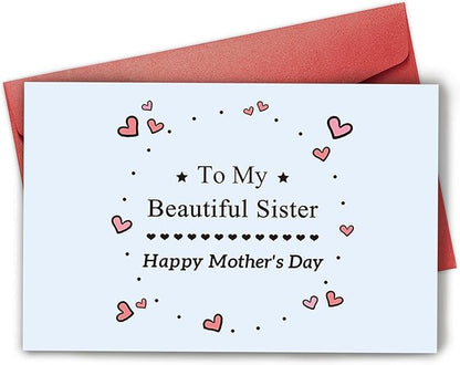 Funny Mother’s Day Card for Her, Beautiful Sister Mothers Day Card, Cute Mothers Day Gift for Sister, Happy Mothers Day Card for Wonderful Sister
