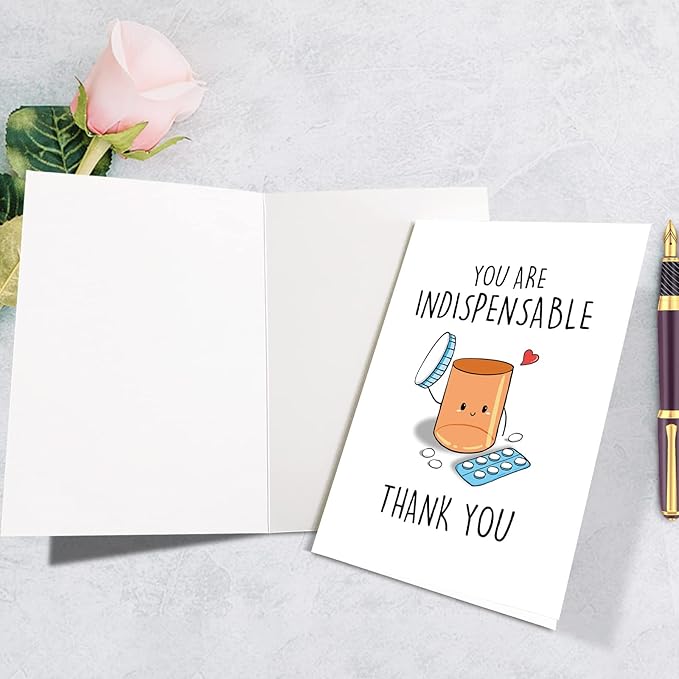 Funny Appreciation Card for Men Women, Cute Thank You Card for Doctor Nurse, Humorous Thank You Card for Pharmacy, You Are Indispensable