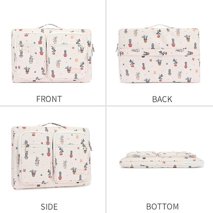 canvaslife 360° Protective Laptop Sleeve Case Bag with 3 Pockets for 14 inch Dell HP Lenovo Laptop and MacBook Pro 14 inch,Surface Laptop 14.4 inch (Small potted)