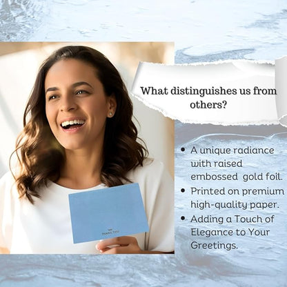 RUN2PRINT (36 Pack Thank You Cards With Envelopes & Stickers - Elegant Blue - Emboss Gold Foil Pressed - Blank Notes Wedding, Bridal, Baby Shower, Business and Formal All Occasion Cards