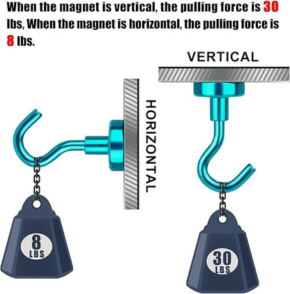 DIYMAG Magnetic Hooks, 30Lbs Strong Heavy Duty Cruise Magnet S-Hooks for Classroom, Fridge, Kitchen etc, (6 Pack-Green)