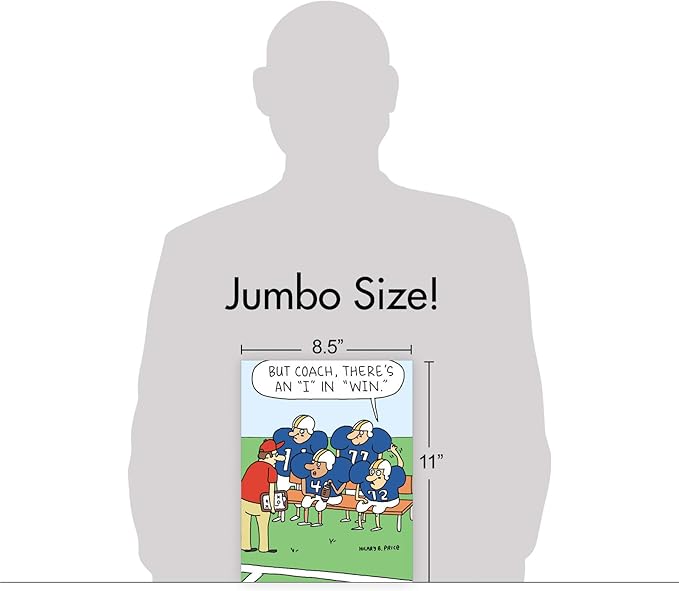 NobleWorks - 1 Jumbo Football Coach Thank You Greeting Card From US with Envelope (Big 8.5 x 11 Inch) Sports Athlete Gratitude, Oversize Notecard for School Teacher, Mentor - Team Talk J6960TYG-US
