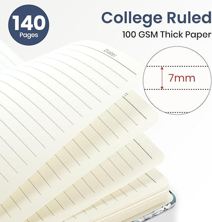 Lined Spiral Journal Notebook for Women, A5 College Ruled Journals for Writing, Hardcover Notebooks for Work, Note taking and Office School Supplies,140 Pages - Blue Floral