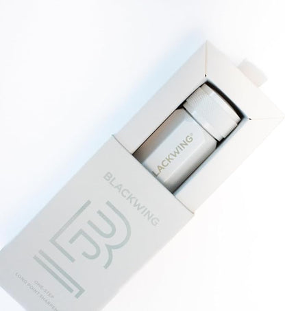 Blackwing One-Step Long Point Sharpener, German Steel Blade, Machined Aluminum, Compact Design, White