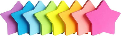 Star Shape Sticky Notes 8 Color Bright Colorful Sticky Pad 75 Sheets/Pad Self-Sticky Note Pads (8 Pads)