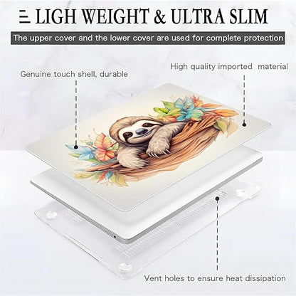 Compatible with MacBook Air 13.6 Inch Case 2024 2023 2022 Release Model A3113 M3 A2681 M2, Cute Sloth Hard Plastic Shell Cover Case