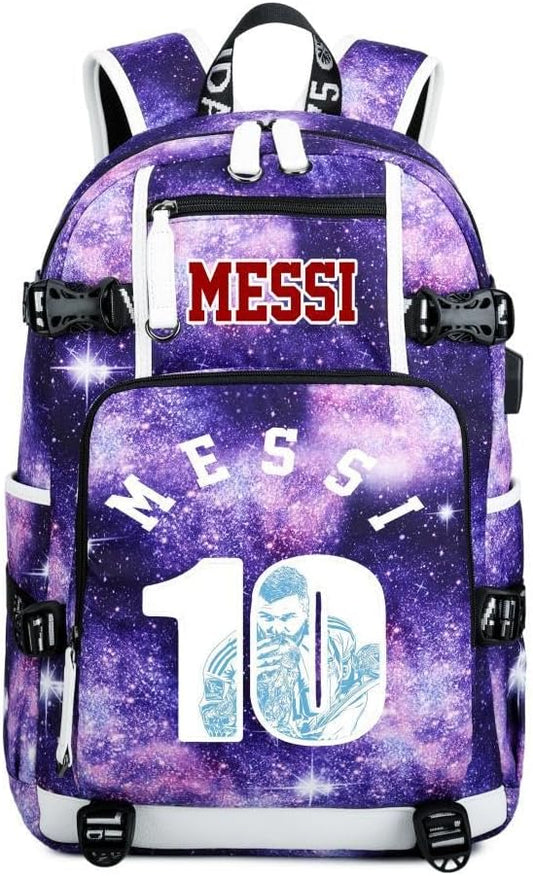 Soccer Superstar M-essi 10 Multifunctional Laptop Backpack Teenage Travel Backpack Fans Schoolbag (C3)