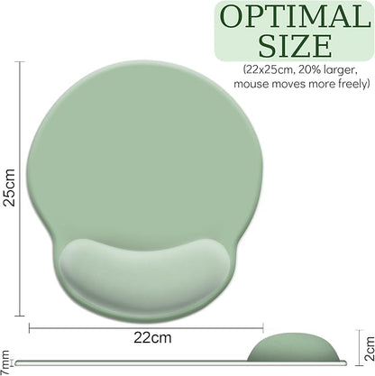 Ergonomic Mouse Pad with Wrist Rest, Gaming Mousepad Wrist Support with Non-Slip Pain Relief PU Base, Comfortable Computer Mouse Pads for Desk, Cute Office Desk Accessories Decor Matcha