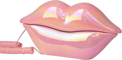 Pink Lip Telephone, Benotek Corded Landline Phone Set for Home Office Hotel, Funny Cute Mouth Phone for Photography, Party Decor & Novelty Gift