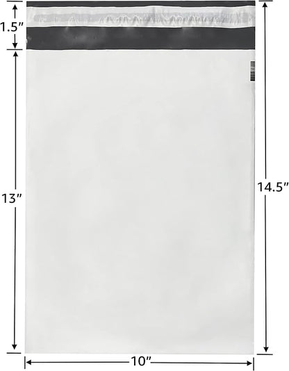 Colored Poly Mailers Pack of: Be creative with your packaging with Colored mailers (White, 10" x 13" pack of 200)