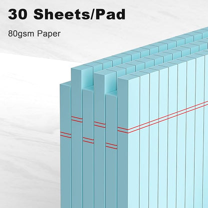 6pcs Small Note Pad 5x8 College Ruled Blue Legal Pads Paper Notepads 6 Pack Study Back Writing Pads 5 x 8 Legal Pads Perforated Narrow Ruled Pads of Paper Blue