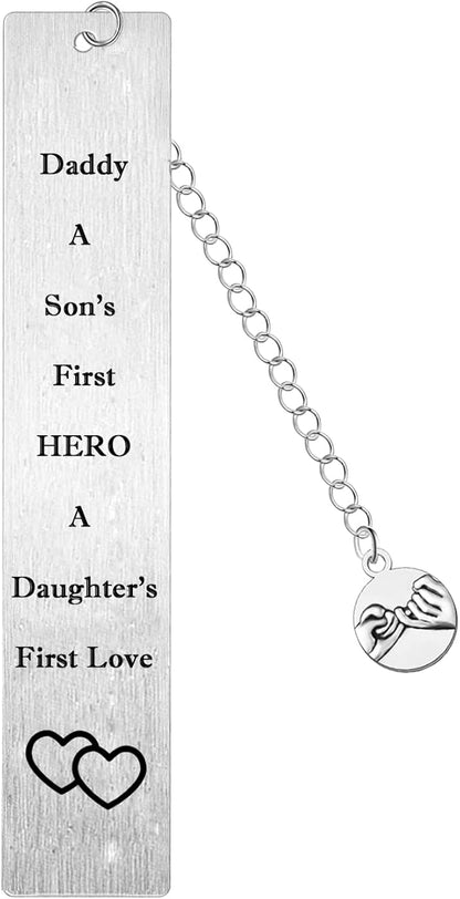 Father's Day Gifts Bookmark for Dad Christmas Gifts Daddy a Son's First Hero, a Daughter's First Love Best Holiday Gifts Gifts for Stepdad from Stepdaughter Stepson Dad Gifts Book Mark