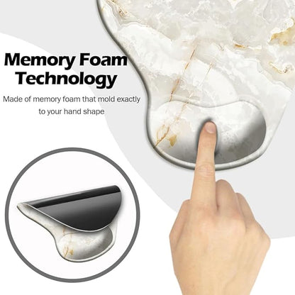 Ergonomic Mouse Pad with Wrist Support and Coaster,Mouse Pads with Non-Slip PU Base for Home Office Working Studying Easy Typing & Pain Relief Ivory Gold