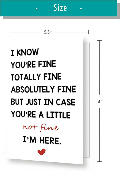 Funny Encouragement Greeting Cards for Women Men, Thinking of You Cards for Husband Wife, Get Well Soon Card, You’re Totally Fine I’m Here for You Card