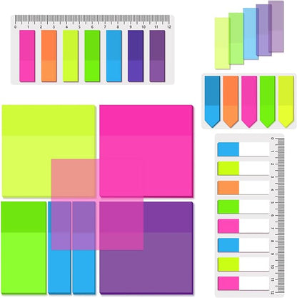 BAYTORY 700 Sheets Transparent Sticky Notes, Clear Bright Waterproof 3 x 3 inch See Through Memo Pad, Self-Adhesive Translucent Writable Index Tabs for Annotating Book, Office & School Study Supplies