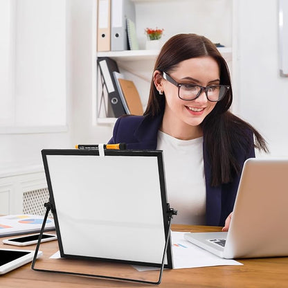 Small Magnetic Dry Erase Whiteboard – Mini Desktop Portable Easel Dry Erase White Board for Students Double Side to Do List Dry Erase Board with Stand for Office, School, Home 12 x 12 inches