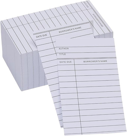 Library Cards, Checkout Catalog Book Card,Library Checkout Index Cards, Due Date NoteCards for Record Keeping (3x5 in,300 Count)