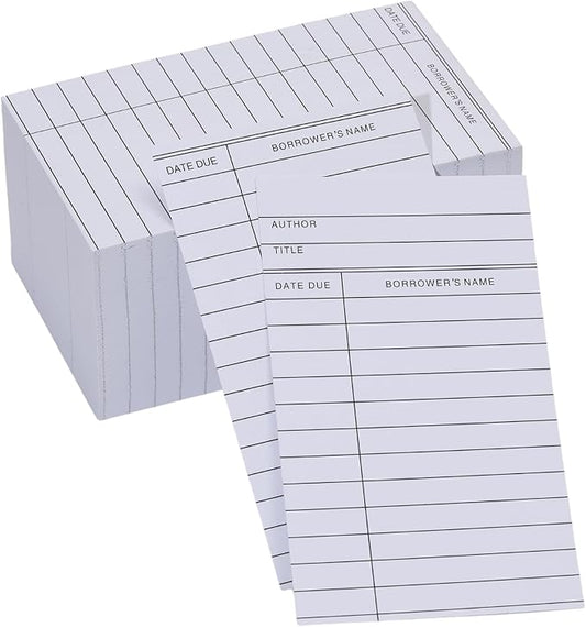 Library Cards, Checkout Catalog Book Card,Library Checkout Index Cards, Due Date NoteCards for Record Keeping (3x5 in,100 Count)