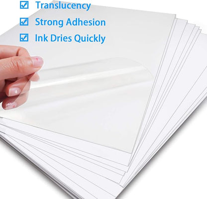 Printable Sticker Paper for Your Inkjet Printer - 8.5 x 11 Inches 20 Sheets Translucent Premium Waterproof Sticker Paper - Dries Quickly and Holds Ink Beautifully