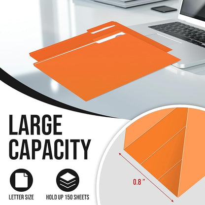 File Folders,IntoJoy 120 Pack Colored File Folder Letter Size, 1/3 Cut Tab Filing Folders for Office School Business File Document Organization,Orange