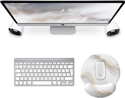 eulps Mouse Pad with Wrist Rest, Comfortable Computer Mousepad with Gel Wrist Support Smooth Surface and Non-Slip PU Base for Pain Relief, Laptop, Office & Home (White Marble)