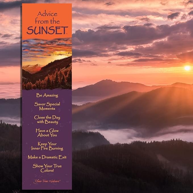 Advice from Nature 3 Bookmark Hiking Set, Laminated with Glossy Finish, Printed on Recycled Paper - Sunset, Trail, Waterfall (AMBM-Hike)