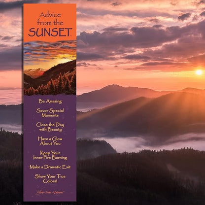 Advice from Nature 3 Bookmark Hiking Set, Laminated with Glossy Finish, Printed on Recycled Paper - Sunset, Trail, Waterfall (AMBM-Hike)