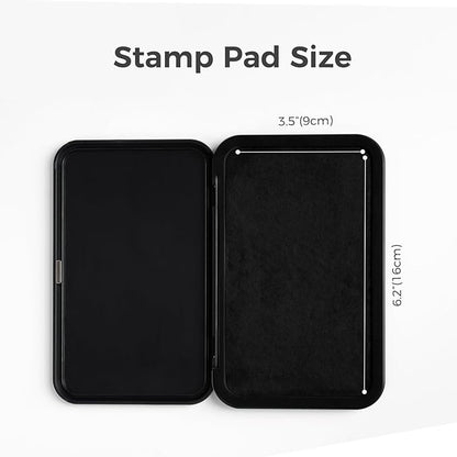 Large Stamp Pad Kit (1oz Ink Included) - 3.50"x 6.25", Magnetic Lid, Premium Quality Felt Stamp Pad (Black)