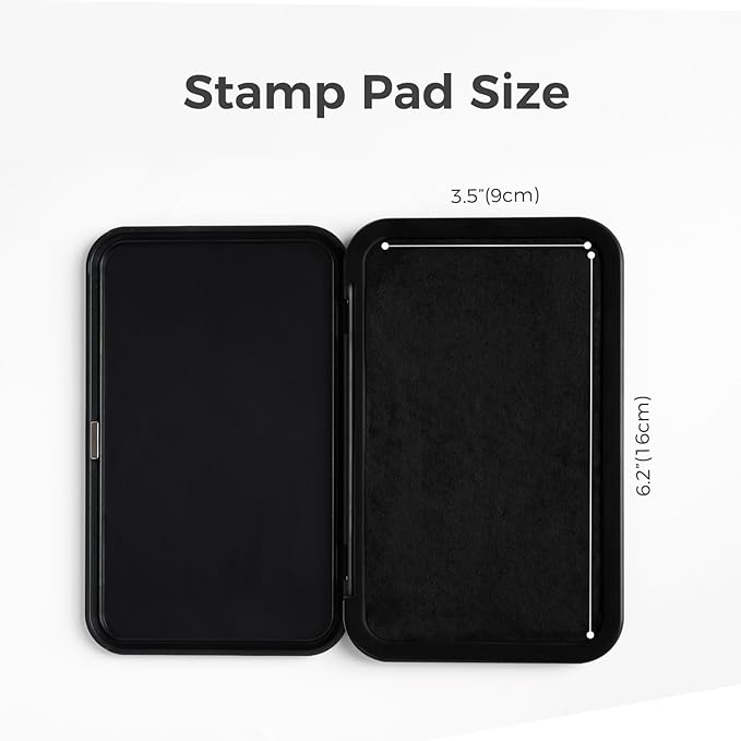 Large Stamp Pad Kit (1oz Ink Included) - 3.50"x 6.25", Magnetic Lid, Premium Quality Felt Stamp Pad (Black)