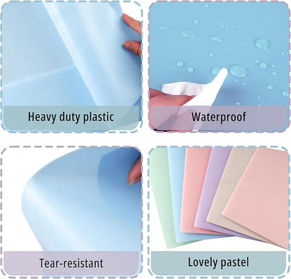 24 Pack Colored File Folders with Pockets and Business Card Holder, Pastel Decorative Pocket Folders for Documents, Cute Plastic Folders for Filing Cabinet, School, Office, Resume Portfolio