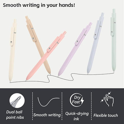 Gel Pens,6Pcs 0.5mm Fine Point Black Ink Pens With Smooth Writing,Quick Dry Pens For Journaling,Cute Nice Aesthetic Pens,Office School Supplies for Women Men Student(Macaron)