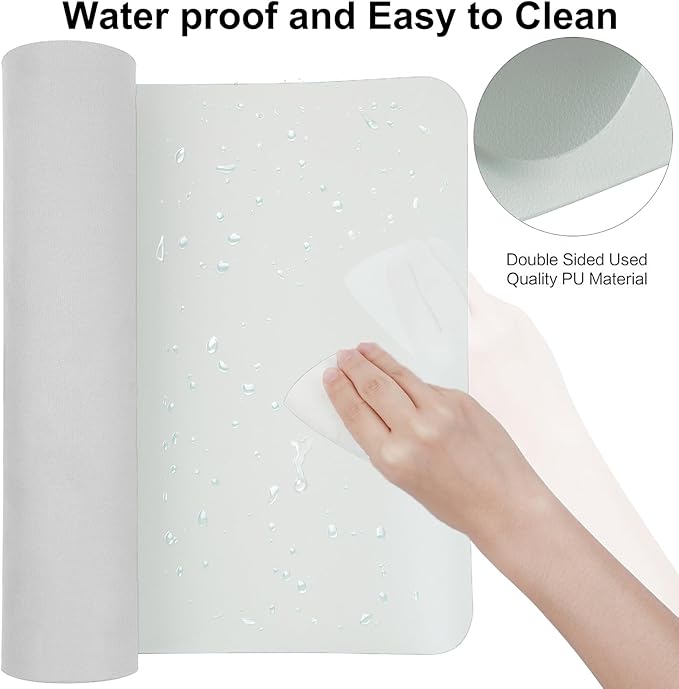 Boutilon Leather Mouse Pad,Extended Desk Pad for Keyboard and Mouse Non-Slip Study Desk Writing Pad Desktop Protector for Home Office Accessories,30"x 14"(M-White)